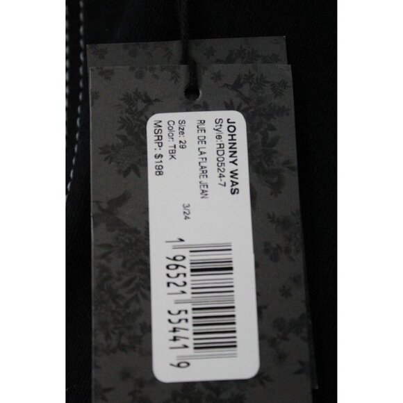 NWT Johnny Was x Sasson Rue de la Flare Denim Jeans Size 29 True Black Wash - Picture 6 of 9